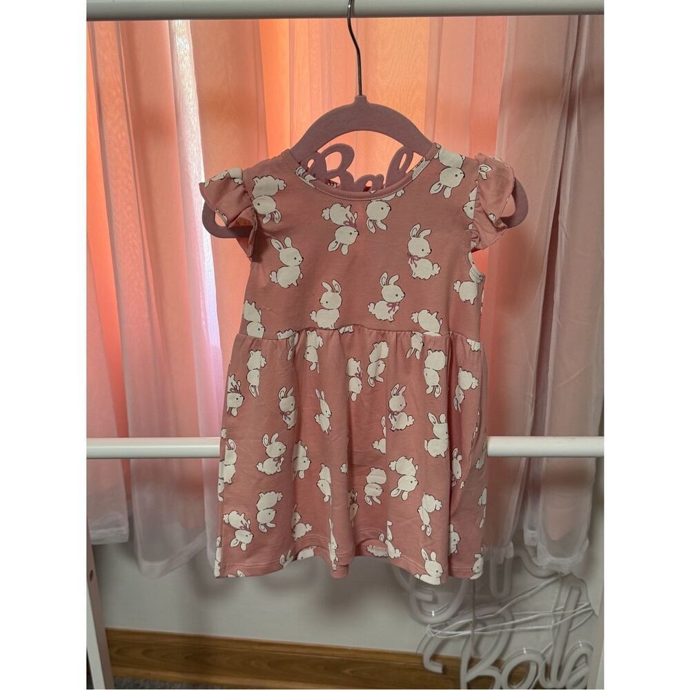 H&M Baby US 12 Month Bunnies Wearing Bows Dress NWT